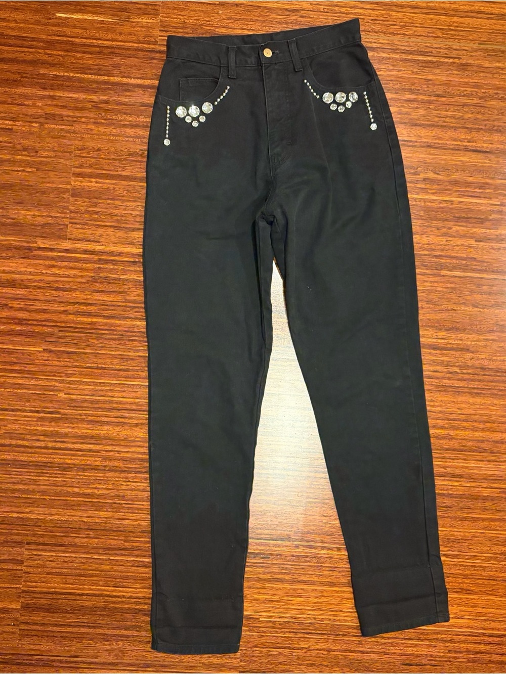 Vintage Sanibel Spice Black Embellished Jeans Size 10 Made in USA 27x33